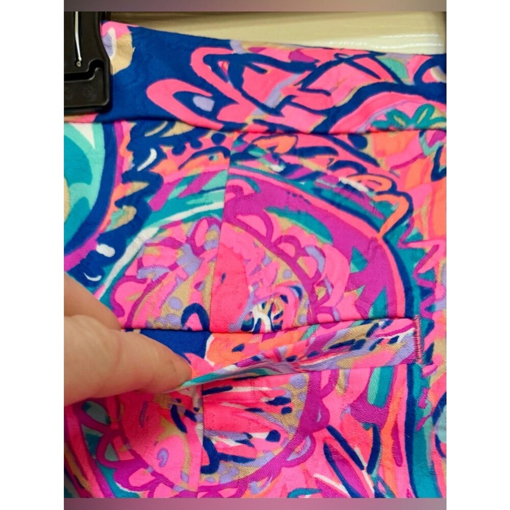 Lilly Pulitzer Print Pants Pink Blue Size 6 Slim Straight Ankle Preppy Resort - Picture 8 of 9